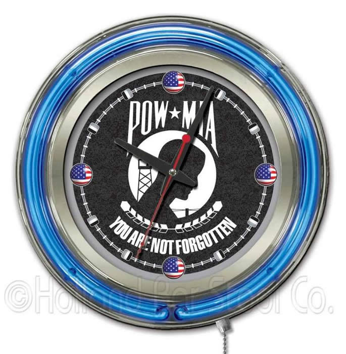 United States POW-MIA Logo Neon Wall Clock